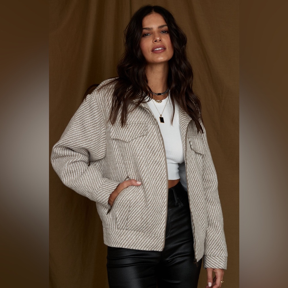 MARINA TAUPE WOOL MOTO JACKET